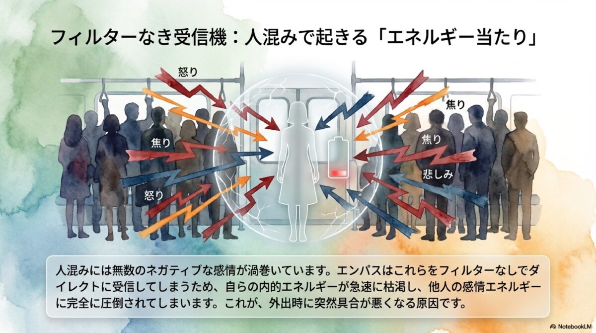 フィルターなき受信機：人混みで起きる「エネルギー当たり」