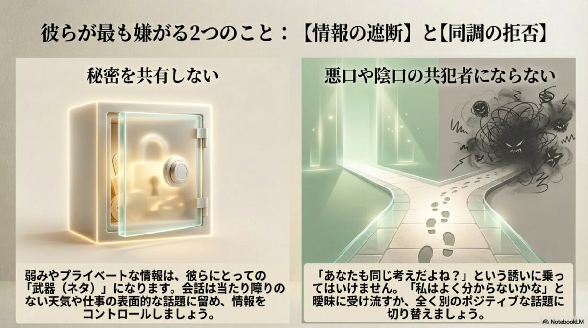 彼らが最も嫌がる2つのこと：【情報の遮断】と【同調の拒否】