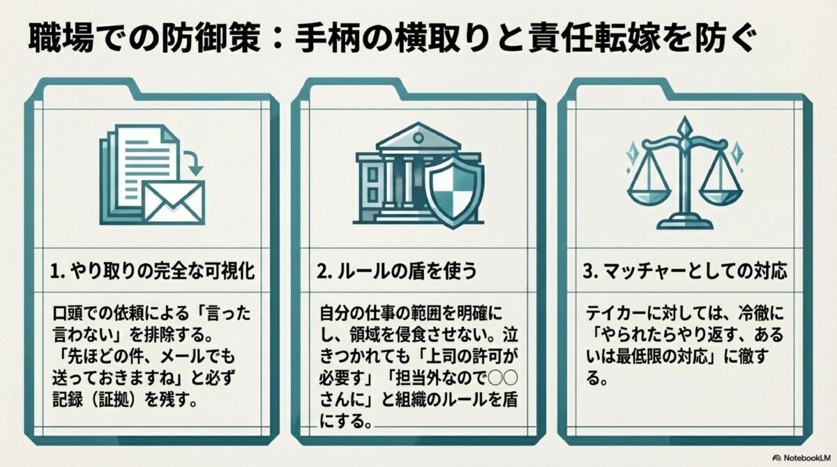 職場での防御策：手柄の横取りと責任転嫁を防ぐ