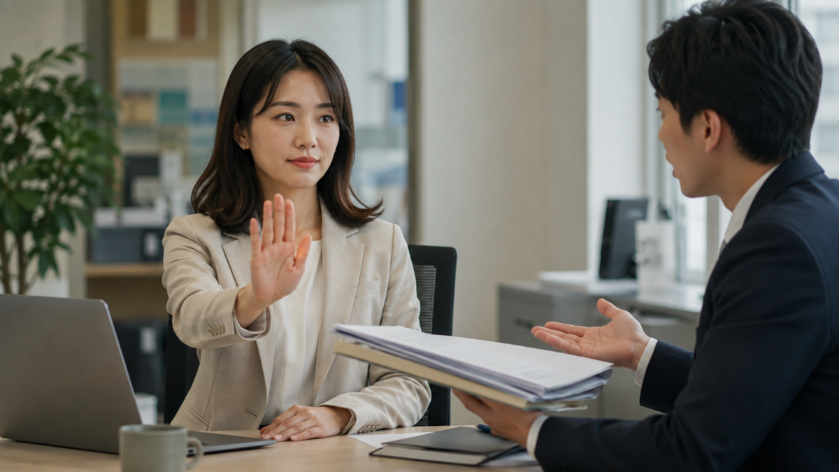 職場の頼みごとを断り境界線を守る日本人女性