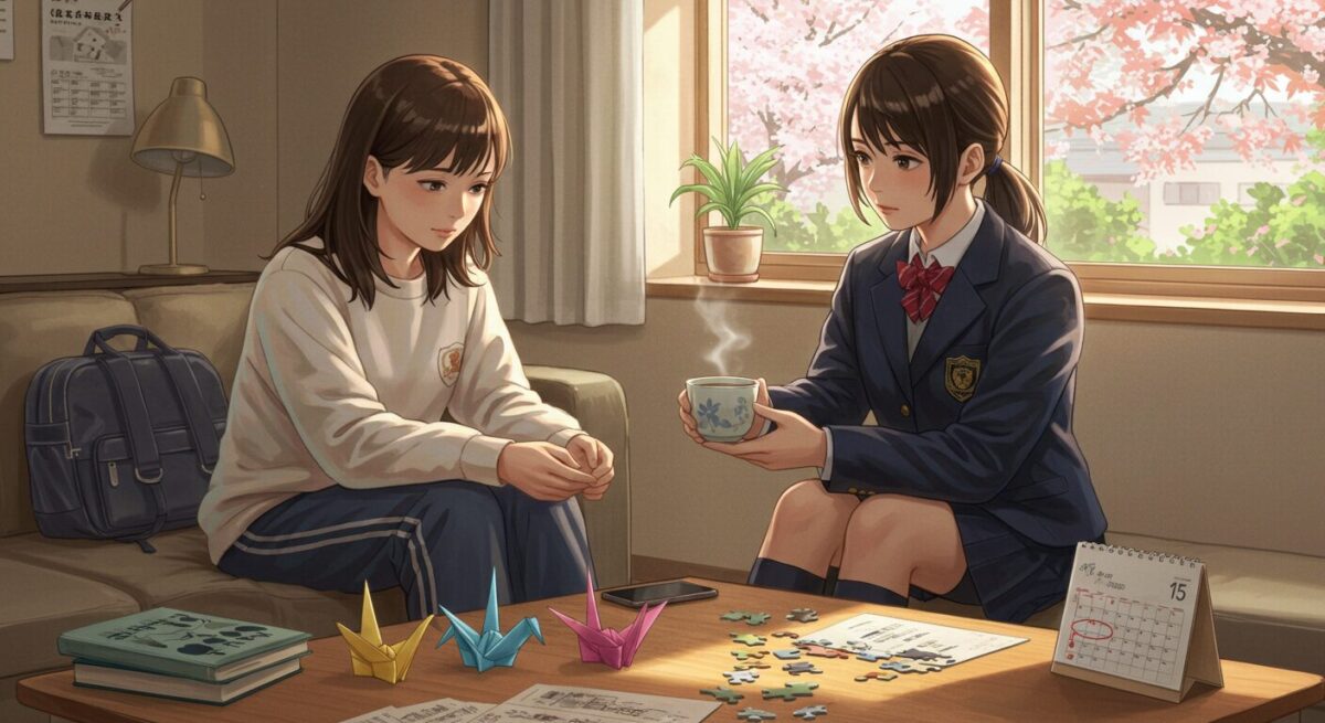 不登校の女性に優しい言葉をかける高校生のイメージ