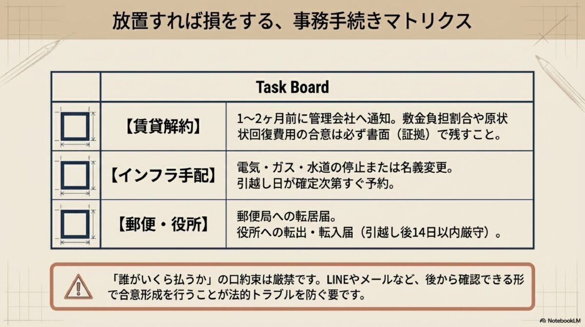 放置すれば損をする、事務手続きマトリクス