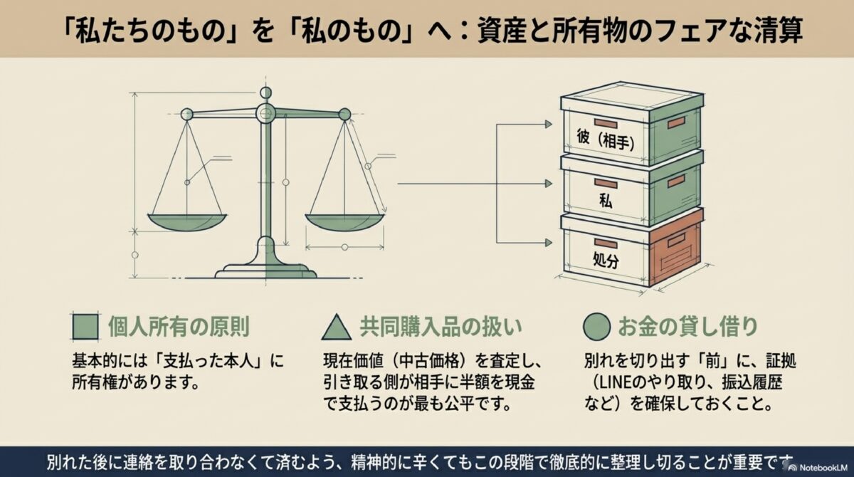 「私たちのもの」を「私のもの」へ：資産と所有物のフェアの清算